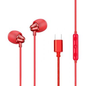 Mikrofon USB-C hovedtelefoner med mikrofon in-ear hovedtelefoner Rød