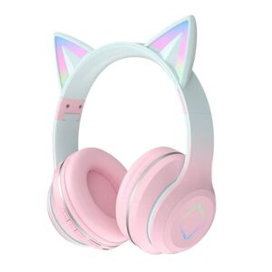 Over-Ear hovedtelefoner til børn Trådløse Bluetooth Cute Cat Ears RGB foldbar lyd med mikrofon til piger Volume Control Headset til kvinder rosa