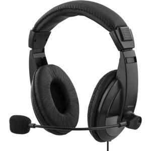 Deltaco USB stereo headset, 40 mm drivers, 32 ohm, bulk, black