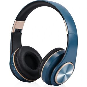 Trådløse hovedtelefoner over øret, trådløse stereo-foldbare hovedtelefoner Indbygget HD-mikrofon, FM, SD/TF, Deep Bass Letvægts-headset med ledning (blå)