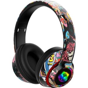 Trådløs Bluetooth Cool Graffiti Led Oplyst Gaming Headset Til Børn Teenagere Voksne, Hovedtelefoner med indbygget mikrofon, kompatibel med Ios og en