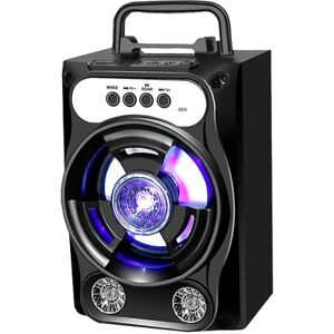 Bluetooth Højttaler Subwoofer Hifi Med Mic Led Light Support Tf Card Fm Radioer U Disk Hjemmebiograf lydsystem black