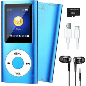 FMYSJ Mp3-afspiller med Bluetooth 5.0, musikafspiller med 8gb Tf-kort, fm, øretelefon, bærbar hifi-musikafspiller (blå) (FMY) Blue