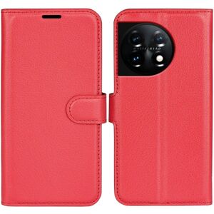 Generic Klassisk OnePlus 11 Flip Etui - Rød Red