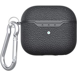 SKALO AirPods 3 Litchi Cover m. karabinhage - Sort Black