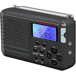 MTK SY-7700 Retro AM/FM/SW/TV Fuldbåndsradio LCD-skærmradio Black