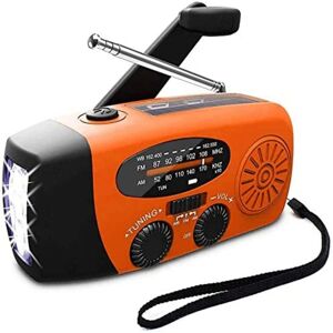 Emergency Solar Radio, Selvdrevet Krankradio med LED-lommelygte, AM/FM/WB Vejrradio med 2000mAh genopladeligt batteri, Orange