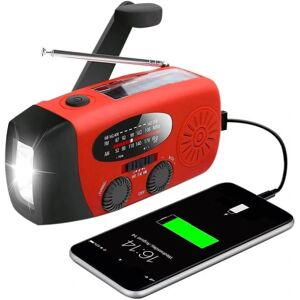 Vevradio 2000mAh Power Bank; solbatteri Ficklampa - rödBra kvalitet