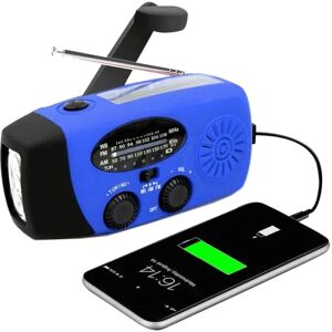 Swedish Outdoor Survival Column Radio 2000mAh Powerbank, Solpaneler, Lommelygte - Blå Blå