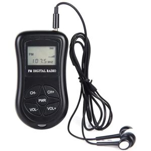 Lommeradio Bærbar LCD-skærm Digital Radio Mini FM-radio med hovedtelefoner og lanyard Lille håndholdt batteridrevet trådløs radio til gåture