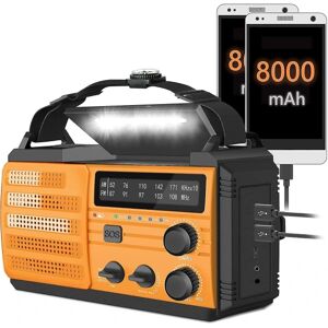 -8000mah Nødvejrradio, Solar Håndsving Nødradio, Am/fm/noaa Alarm Weather Radio Power Bank, Med Sos Alarm, Lommelygte, Læsning