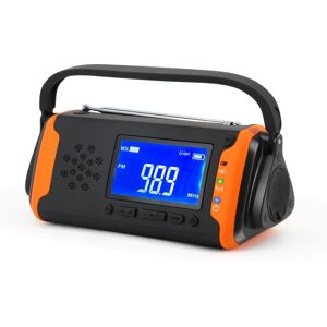 YIXI Solar Radio Emergency Hand Crank AM FM-radio med lys lommelygte, SOS Alert, AUX-musikafspiller orange