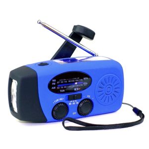 Håndsving Radio/lommelygte Med Solcelle - 2000mah - Blå