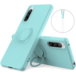 SKALO Sony Xperia 10 V Ultratynd silikonecover med ring - Turkis Turquoise