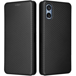 SKALO Sony Xperia 5 V Carbon Fiber Pungetui - Sort Black