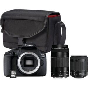 Canon Eos 2000d Slr-kamera + Ef-s 18-55 Is Ii-objektiv + Ef 75-300 F/4-5.6 Iii-objektiv +