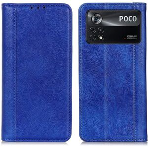 Generic Ægte Læder Etui med Magnetic Closure til Xiaomi Poco X4 Pro 5g - Blue