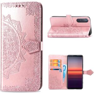 Generic Mandala Sony Xperia 5 II Flip Etui - Rødguld Pink