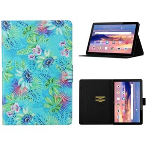 Generic Huawei MediaPad T5 cool pattern leather flip case - Flower Multicolor