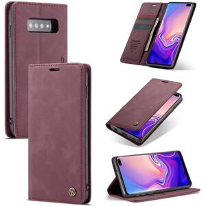 Generic CASEME Samsung Galaxy S10 Plus auto-absorberet læder flip etui - Red