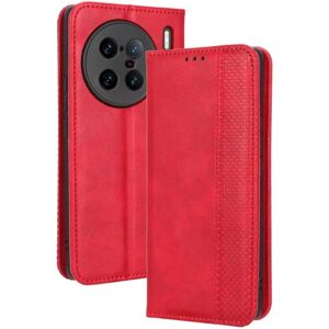 Generic Bofink Vintage Vivo X90 Pro Plus Læder Etui - Rød Red