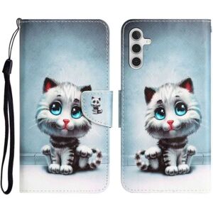 Generic Wonderland Samsung Galaxy A14 Flip Etui - Blå Øjne Kat Blue