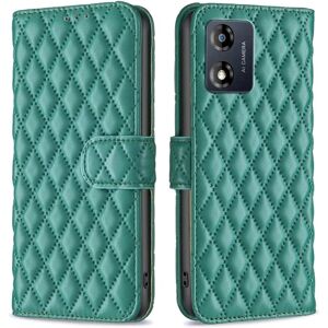 Generic Rhombus pattern matte flip case for Motorola Moto E13 - Green Green