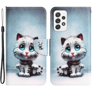 Generic Wonderland Samsung Galaxy A53 5G Flip Etui - Blå Øjne Kat Blue