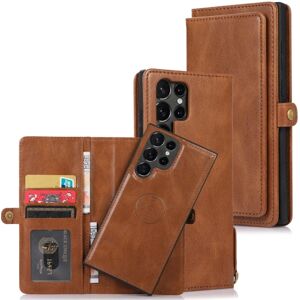 Samsung Galaxy S23 Ultra - Zleep Dual Function Wallet Cover Brun