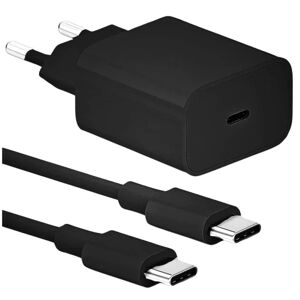 Hurtigoplader 25W til Samsung USB-C Med 2M USB C kabel Sort USB-C oplader + 2M kabel