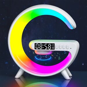 Multifunktion Trådløs Oplader Pad Stand Højttaler TF RGB Natlampe 15W Hurtigladestation til iPhone Samsung Xiaomi Huawei White