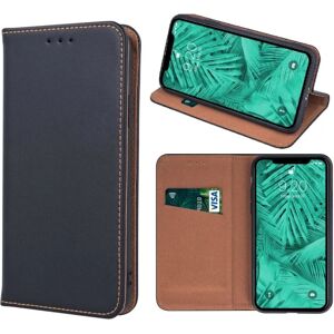 TechSolz iPhone 11 Pro Max - Flip-etui i ægte læder Mobilpung - Sort Black