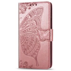 ExpressVaruhuset OnePlus Nord Wallet Case PU-Læder 4-LOMMES Motiv Butterfly Pink gold