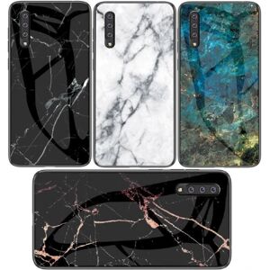 ExpressVaruhuset Samsung A50 Marble Shell 9H hærdet glas bagside Glassback V2 Black Svart/Vit