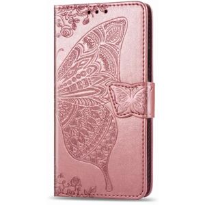 ExpressVaruhuset OnePlus Nord N10 pung etui PU læder 4-LOMMES motiv sommerfugl Pink gold