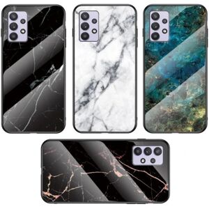 ExpressVaruhuset Samsung A33 5G Marble Shell 9H hærdet glas bagside glas bag V2 MultiColor Svart/Vit