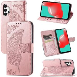 ExpressVaruhuset Samsung A32 4G Pung etui PU-Læder 4-KOMPARTMENT Motiv Butterfly Pink gold