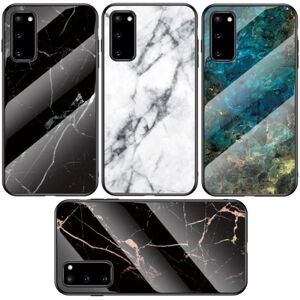 ExpressVaruhuset Samsung S21 FE Marble Shell 9H hærdet glas bagside glas bagside MultiColor Svart/Vit