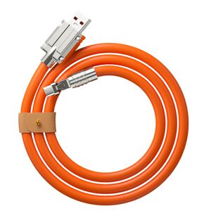 Hurtig opladningskabel usb til c ledning 180 grader roterende retvinklet hoved til hurtig opladning af mobiltelefon 1m Android lille Mund Orange