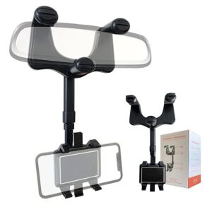 Max Car Phone Holder Universal Clip Roterbar og Trækkelig Bil Telefon Holder Bagudsigt Spejl Kørsel Optager Bracket GPS Mobil Telefon Support