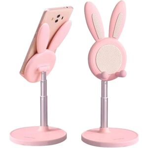 Sød Bunny-telefonholder, holder til stationær mobiltelefon, kompatibel med alle mobiltelefoner/tablets, justerbar i højden, gave til kontorindretning