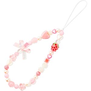 Telefon Charm, Strawberry Cute Mobile Beaded Lanyard Mobiltelefon P