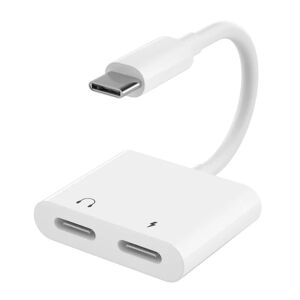 INF USB-C 2-i-1 adapter til høretelefoner og oplader