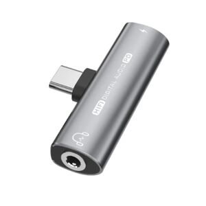 INF USB-C til 3,5 mm adapter til hovedtelefoner og oplader Grå Grå