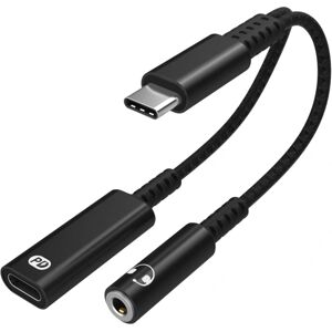 INF USB-C adapter til 3,5 mm hovedtelefoner og USB-C oplader Sort Sort