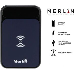 Merlin Flash 4000 Trådløs Powerbank – Bærbar 4000mAh Dark blue