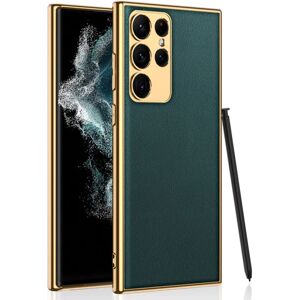 SKALO Samsung S23 Ultra PU-læder Gold Edge Cover - Grøn Green