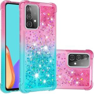 SKALO SHELL Samsung A52/A52s Quicksand Glitter Hearts TPU Taske - Pink Multicolor