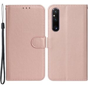 SKALO Sony Xperia 1 V Flip Cover m. pung i PU-læder - Rosa guld Pink gold