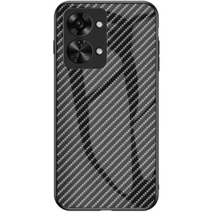 SKALO OnePlus Nord 2T 5G Carbon Fiber hærdet glas TPU-cover - So Black